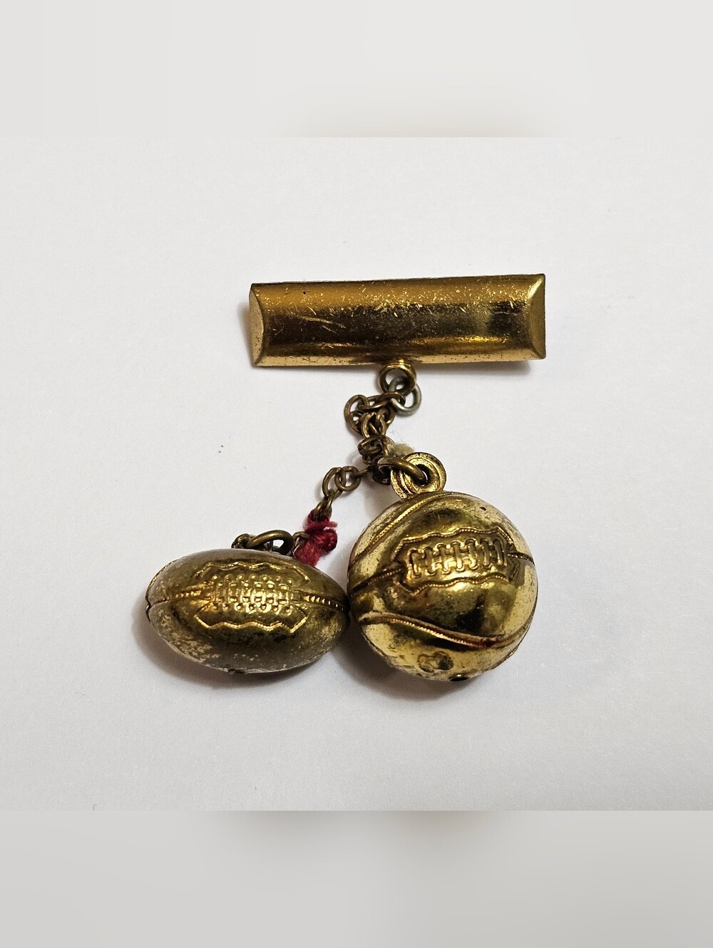 Vtg High School Varsity Sports Brooch Lapel Pin Football Basketball Charm Fob